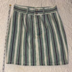 VTG 90’s BONGO Striped Mini Denim Skirt in Green and Cream